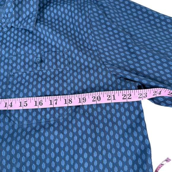 Voyager Mens XL Tall Button Up Short Sleeve Shirt Blue Geometric Pattern Casual - Picture 3 of 9